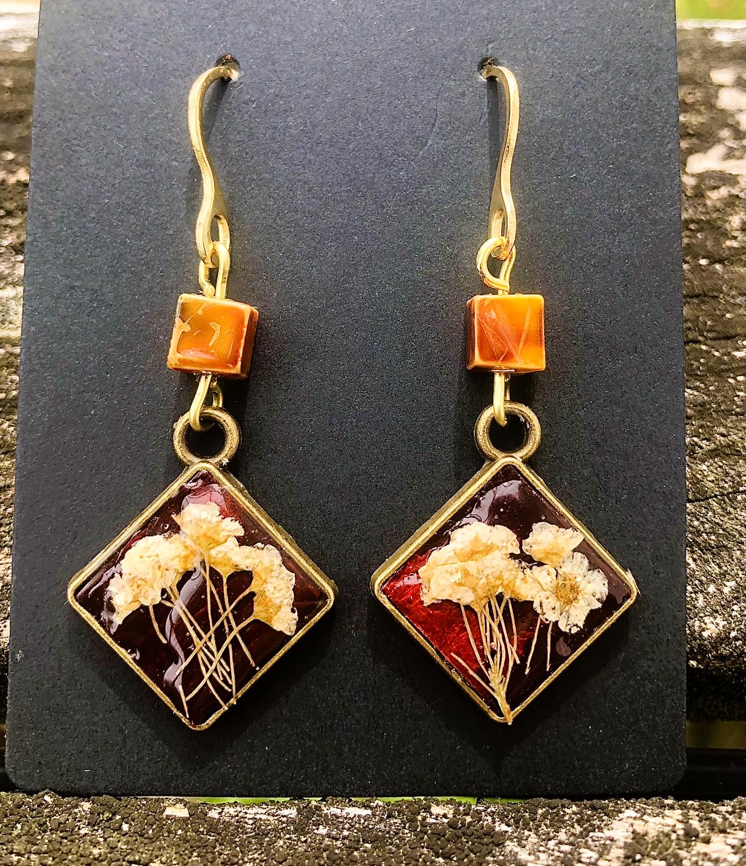 Burnt Orange Folk Earrings