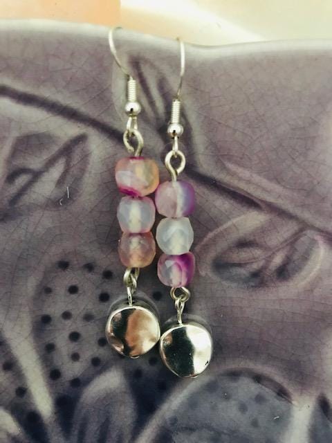 Graceful Lilac Agate Silver Dangle Earrings