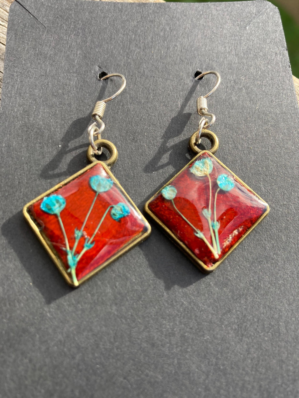 Cherry Blue Flower Earrings
