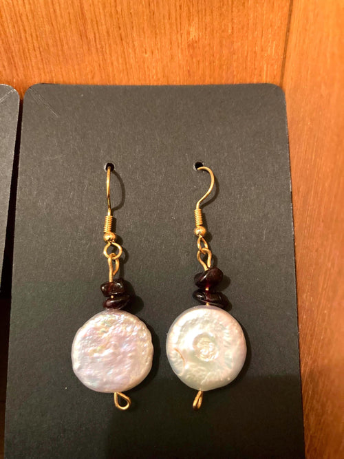 Baroque Pearl and Garnet Earrings