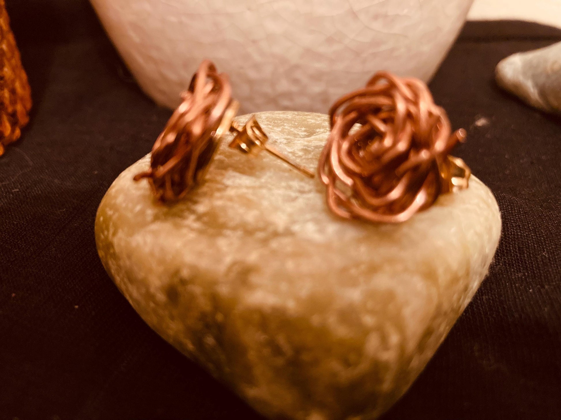 Copper Rosette Stud Earrings