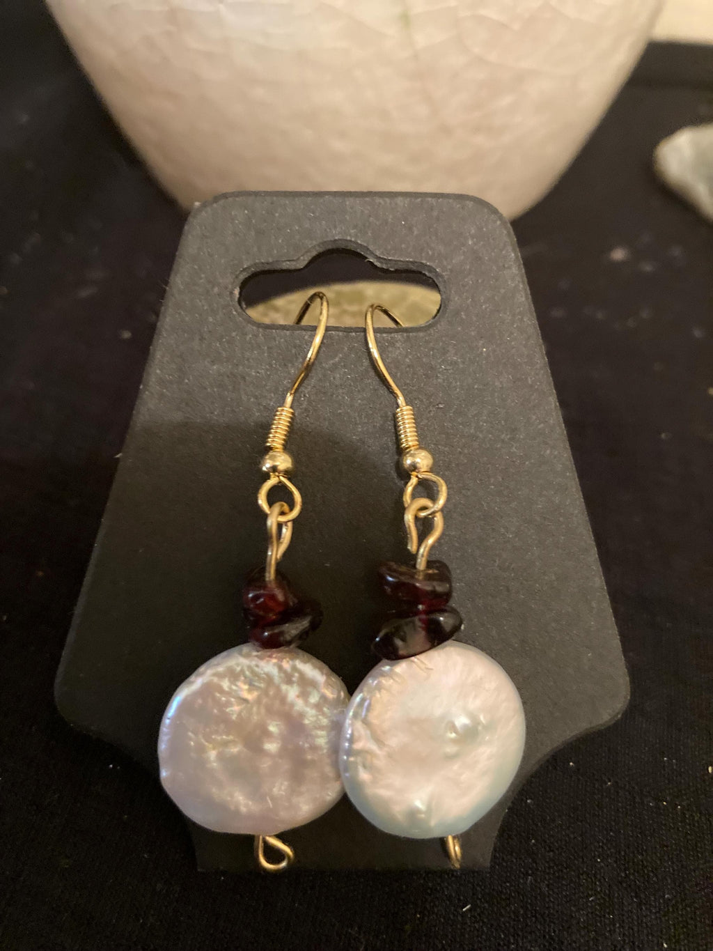 Baroque Pearl and Garnet Earrings