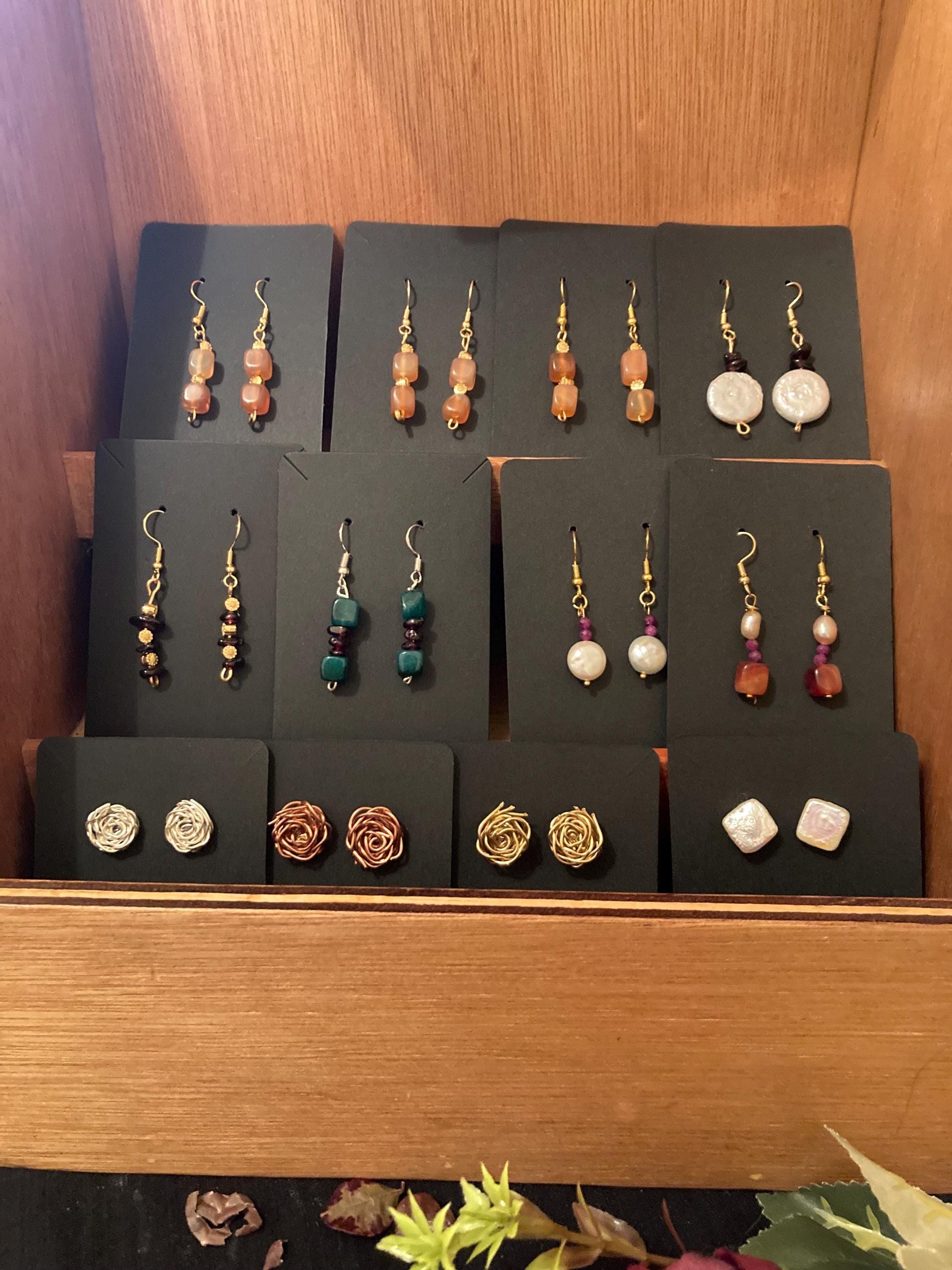 Emerald Agate and Garnet Earrings