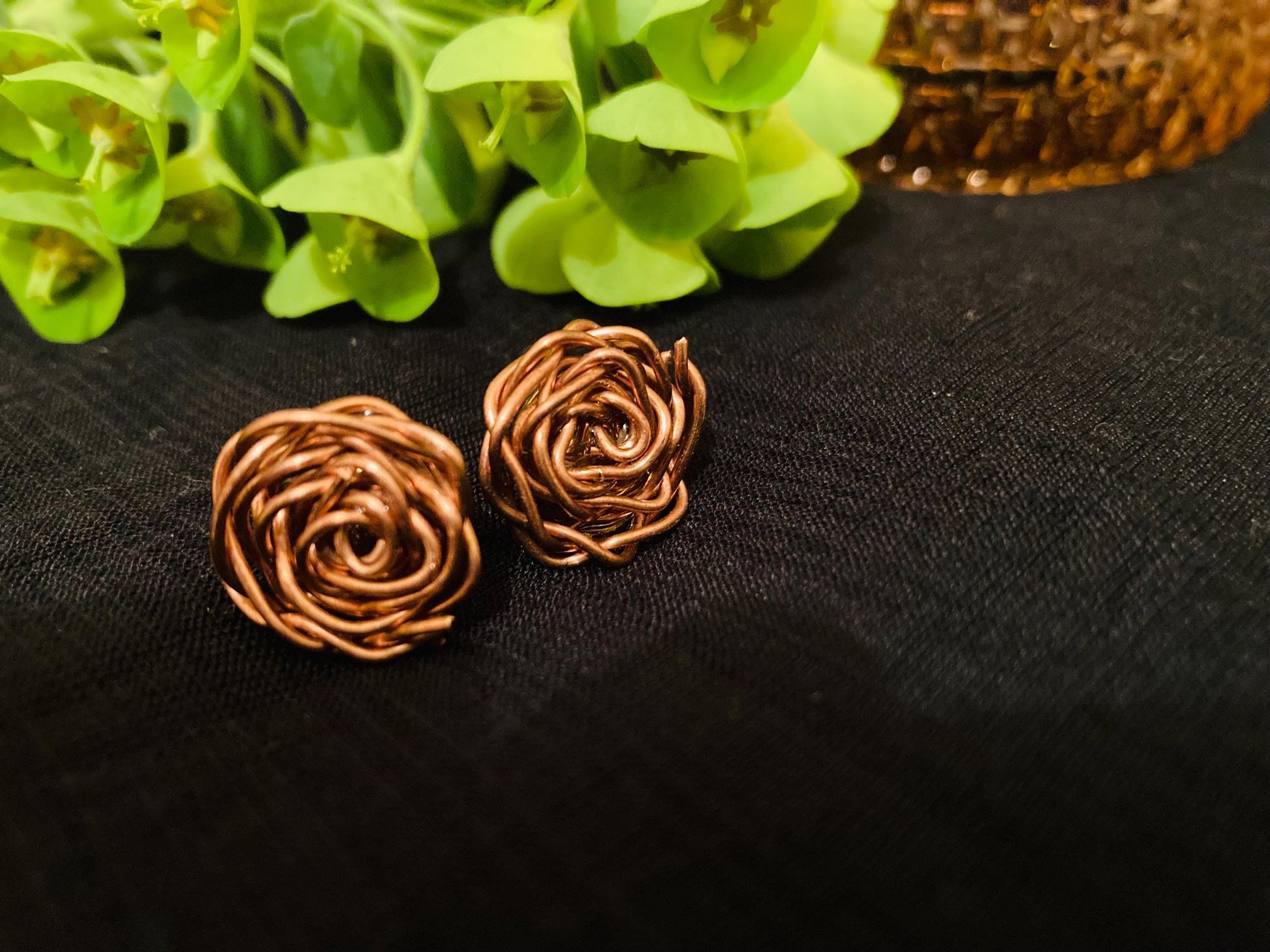 Copper Rosette Stud Earrings