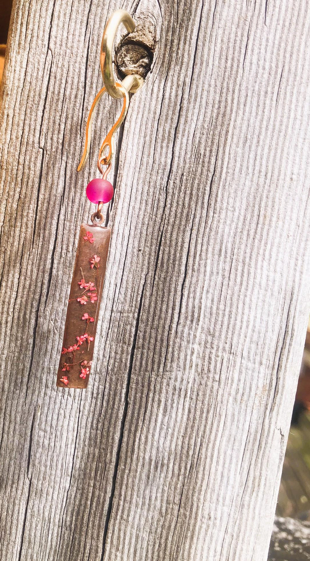 Cherry Blossom Hammered Copper Drop Earrings