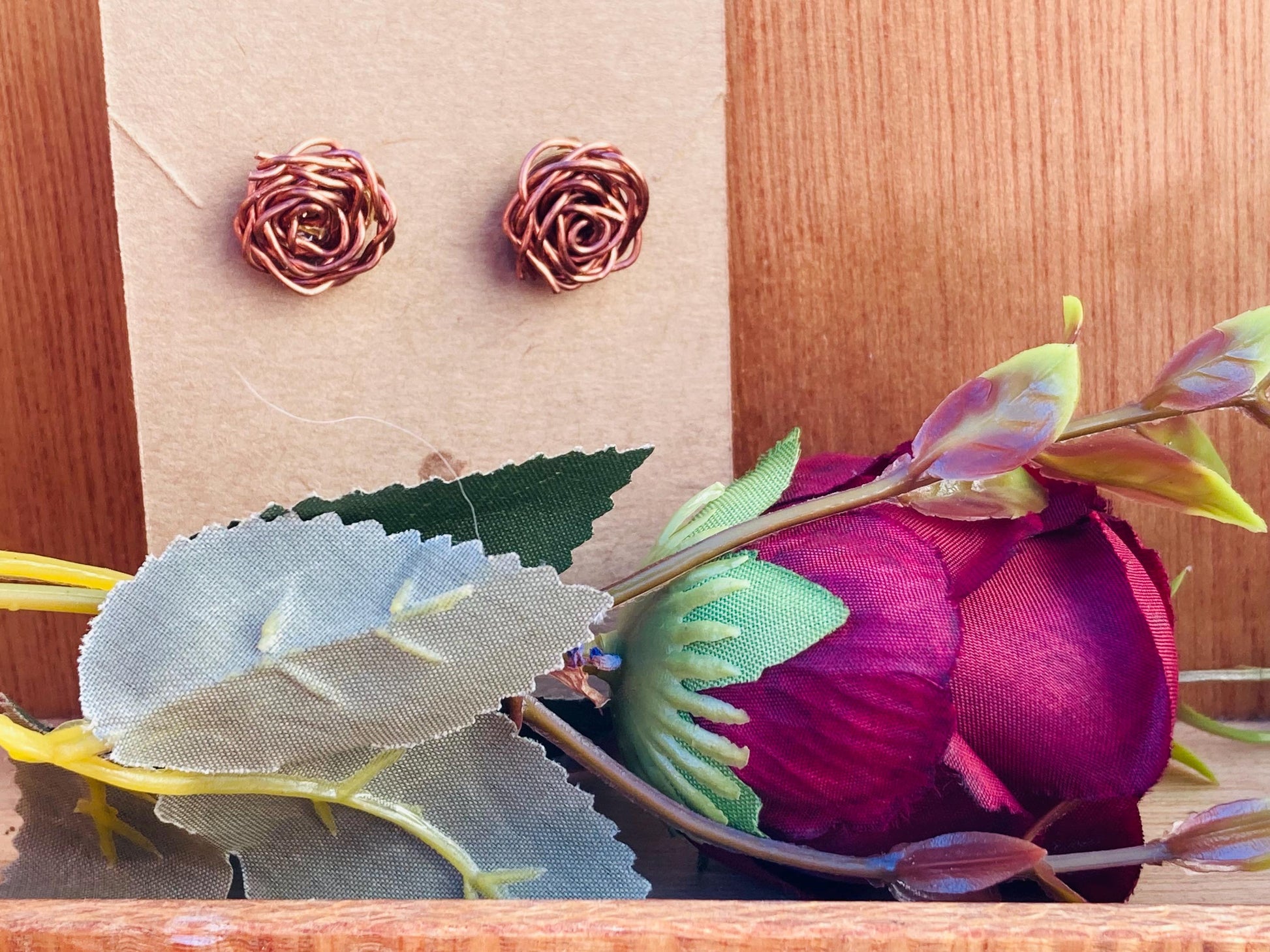 Copper Rosette Stud Earrings