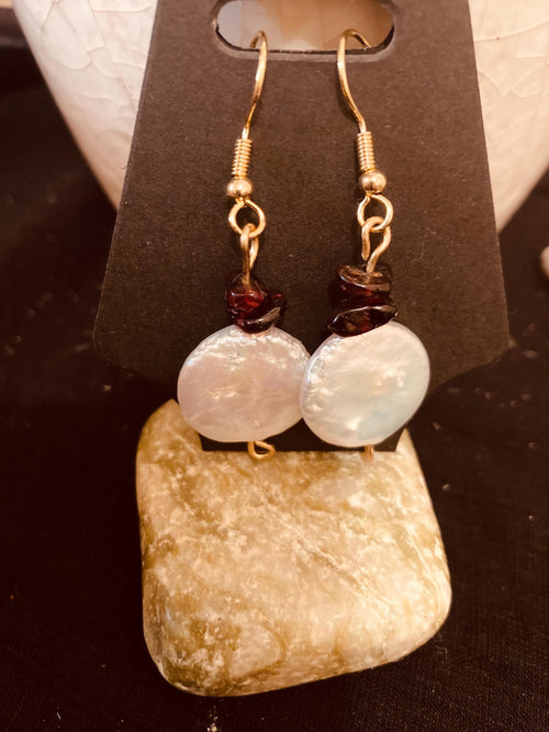 Baroque Pearl and Garnet Earrings