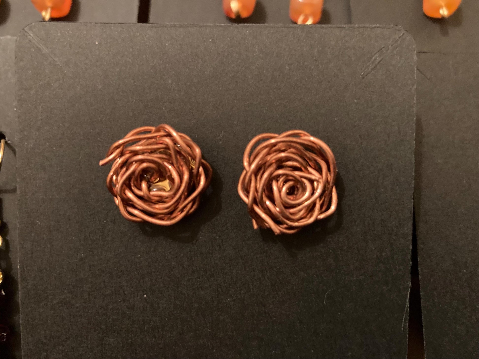 Copper Rosette Stud Earrings